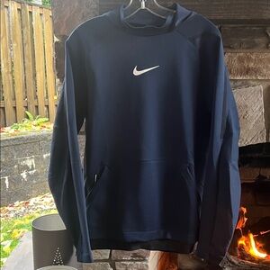 Nike Dark Blue Nike Pro Pullover with White Logo Medium